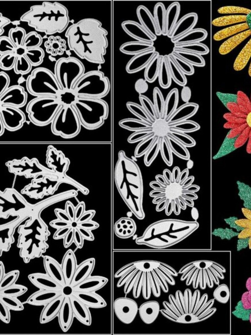 4 Sets Flower Metal Cutting Dies Flower Leaves Embossing Stencils 23 Styles 3D D